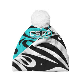 Шапка 3D c помпоном с принтом cs:go - Frontside Misty Style (Снежный вихрь) в Курске, 100% полиэстер | универсальный размер, печать по всей поверхности изделия | ak47 | cs | csgo | frontside | misty | вихрь | го | кс | снежный