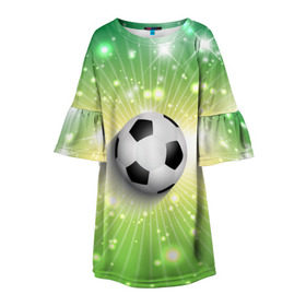 Детское платье 3D с принтом Футбольный мяч 3 в Курске, 100% полиэстер | прямой силуэт, чуть расширенный к низу. Круглая горловина, на рукавах — воланы | Тематика изображения на принте: игра | кубок | мяч | спорт | футбол