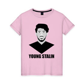 Женская футболка хлопок с принтом Young Stalin в Курске, 100% хлопок | прямой крой, круглый вырез горловины, длина до линии бедер, слегка спущенное плечо | молодой | патриот | россия | советский | ссср | сталин
