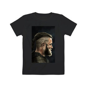 Детская футболка хлопок с принтом Ragnar Lodbrock в Курске, 100% хлопок | круглый вырез горловины, полуприлегающий силуэт, длина до линии бедер | Тематика изображения на принте: ragnar lodbrock | vikings | викинги | рагнар лодброк