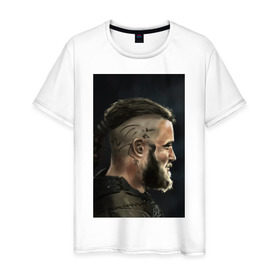 Мужская футболка хлопок с принтом Ragnar Lodbrock в Курске, 100% хлопок | прямой крой, круглый вырез горловины, длина до линии бедер, слегка спущенное плечо. | ragnar lodbrock | vikings | викинги | рагнар лодброк