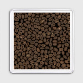 Магнит 55*55 с принтом Кофейные зёрна в Курске, Пластик | Размер: 65*65 мм; Размер печати: 55*55 мм | coffee | coffee grains | grains | кофе | кофейные зёрна