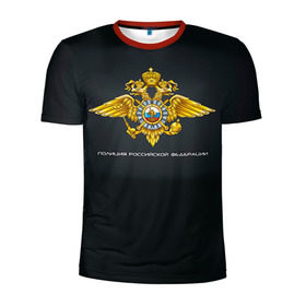 Мужская футболка 3D спортивная с принтом Полиция Российской Федерации в Курске, 100% полиэстер с улучшенными характеристиками | приталенный силуэт, круглая горловина, широкие плечи, сужается к линии бедра | милиция