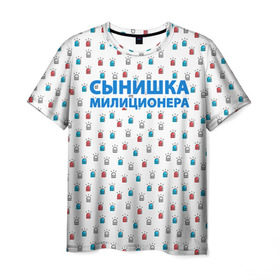 Мужская футболка 3D с принтом Полиция Российской Федерации в Курске, 100% полиэфир | прямой крой, круглый вырез горловины, длина до линии бедер | Тематика изображения на принте: милиция