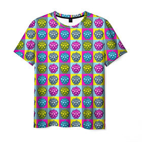 Мужская футболка 3D с принтом POP ART в Курске, 100% полиэфир | прямой крой, круглый вырез горловины, длина до линии бедер | Тематика изображения на принте: popart | малина | поп арт | ягоды