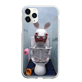 Чехол для iPhone 11 Pro матовый с принтом Кролик с газетой в Курске, Силикон |  | rabbids | вантуз | горшок | зайцы засранцы | заяц | туалет