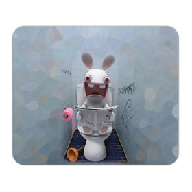 Коврик прямоугольный с принтом Кролик с газетой в Курске, натуральный каучук | размер 230 х 185 мм; запечатка лицевой стороны | rabbids | вантуз | горшок | зайцы засранцы | заяц | туалет