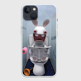 Чехол для iPhone 13 с принтом Кролик с газетой в Курске,  |  | rabbids | вантуз | горшок | зайцы засранцы | заяц | туалет