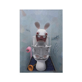 Обложка для паспорта матовая кожа с принтом Кролик с газетой в Курске, натуральная матовая кожа | размер 19,3 х 13,7 см; прозрачные пластиковые крепления | rabbids | вантуз | горшок | зайцы засранцы | заяц | туалет