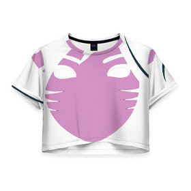 Женская футболка 3D укороченная с принтом Ghost Ahri в Курске, 100% полиэстер | круглая горловина, длина футболки до линии талии, рукава с отворотами | ahri | league of legends | ари | лига легенд
