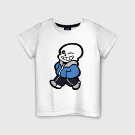 Детская футболка хлопок с принтом Sans в Курске, 100% хлопок | круглый вырез горловины, полуприлегающий силуэт, длина до линии бедер | Тематика изображения на принте: sans | undertale