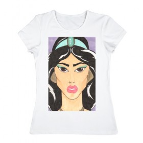 Женская футболка хлопок с принтом Принцесса Жасмин в Курске, 100% хлопок | прямой крой, круглый вырез горловины, длина до линии бедер, слегка спущенное плечо | fashion | дизайнерские | для девушек | мультфильмы