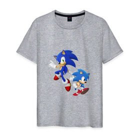 Мужская футболка хлопок с принтом Sonic (Соник) в Курске, 100% хлопок | прямой крой, круглый вырез горловины, длина до линии бедер, слегка спущенное плечо. | Тематика изображения на принте: retro | sega | sonic