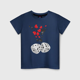 Детская футболка хлопок с принтом Игральные кости в Курске, 100% хлопок | круглый вырез горловины, полуприлегающий силуэт, длина до линии бедер | бубны | казино | карты | кости | крести | пики | покер | туз | червы