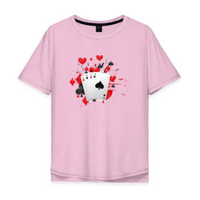 Мужская футболка хлопок Oversize с принтом Четыре туза в Курске, 100% хлопок | свободный крой, круглый ворот, “спинка” длиннее передней части | Тематика изображения на принте: казино | карты | покер | туз