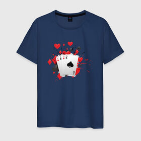 Мужская футболка хлопок с принтом Четыре туза в Курске, 100% хлопок | прямой крой, круглый вырез горловины, длина до линии бедер, слегка спущенное плечо. | Тематика изображения на принте: казино | карты | покер | туз