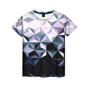 Женская футболка 3D с принтом Lowpoly Pattern в Курске, 100% полиэфир ( синтетическое хлопкоподобное полотно) | прямой крой, круглый вырез горловины, длина до линии бедер | polygon | абстракция | серый