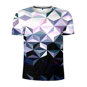 Мужская футболка 3D спортивная с принтом Lowpoly Pattern в Курске, 100% полиэстер с улучшенными характеристиками | приталенный силуэт, круглая горловина, широкие плечи, сужается к линии бедра | polygon | абстракция | серый