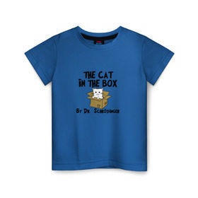 Детская футболка хлопок с принтом Кот Шредингера в Курске, 100% хлопок | круглый вырез горловины, полуприлегающий силуэт, длина до линии бедер | кот шредингера | математика | наука | о.м.с.к. | физика | юмор