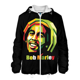 Мужская куртка 3D с принтом Bob Marley в Курске, ткань верха — 100% полиэстер, подклад — флис | прямой крой, подол и капюшон оформлены резинкой с фиксаторами, два кармана без застежек по бокам, один большой потайной карман на груди. Карман на груди застегивается на липучку | Тематика изображения на принте: боб марли | регги