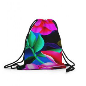 Рюкзак-мешок 3D с принтом Цветочки в Курске, 100% полиэстер | плотность ткани — 200 г/м2, размер — 35 х 45 см; лямки — толстые шнурки, застежка на шнуровке, без карманов и подкладки | розовые | цветы