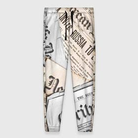 Женские брюки 3D с принтом Газеты в Курске, полиэстер 100% | прямой крой, два кармана без застежек по бокам, с мягкой трикотажной резинкой на поясе и по низу штанин. В поясе для дополнительного комфорта — широкие завязки | газеты