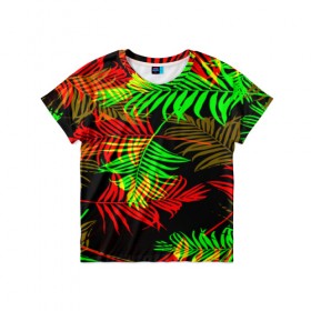 Детская футболка 3D с принтом Гавайи в Курске, 100% гипоаллергенный полиэфир | прямой крой, круглый вырез горловины, длина до линии бедер, чуть спущенное плечо, ткань немного тянется | Тематика изображения на принте: лето | листья