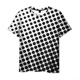 Мужская футболка 3D с принтом Белый в горошек в Курске, 100% полиэфир | прямой крой, круглый вырез горловины, длина до линии бедер | горошек | текстура | черный