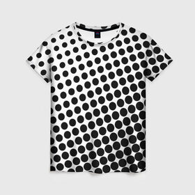 Женская футболка 3D с принтом Белый в горошек в Курске, 100% полиэфир ( синтетическое хлопкоподобное полотно) | прямой крой, круглый вырез горловины, длина до линии бедер | горошек | текстура | черный