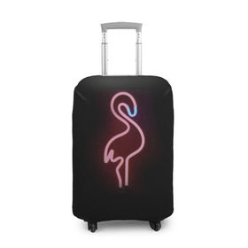 Чехол для чемодана 3D с принтом Светящийся фламинго в Курске, 86% полиэфир, 14% спандекс | двустороннее нанесение принта, прорези для ручек и колес | неон | птицы | фламинго