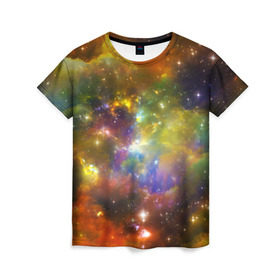 Женская футболка 3D с принтом Звёздный мир в Курске, 100% полиэфир ( синтетическое хлопкоподобное полотно) | прямой крой, круглый вырез горловины, длина до линии бедер | Тематика изображения на принте: вселенная | галактика | звёзды | космическое пространство | космос | созвездие