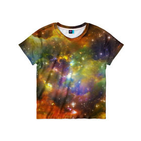 Детская футболка 3D с принтом Звёздный мир в Курске, 100% гипоаллергенный полиэфир | прямой крой, круглый вырез горловины, длина до линии бедер, чуть спущенное плечо, ткань немного тянется | вселенная | галактика | звёзды | космическое пространство | космос | созвездие