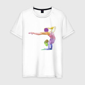 Мужская футболка хлопок с принтом Гимнастка геометрия в Курске, 100% хлопок | прямой крой, круглый вырез горловины, длина до линии бедер, слегка спущенное плечо. | 