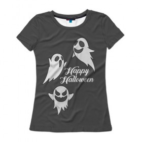 Женская футболка 3D с принтом Halloween в Курске, 100% полиэфир ( синтетическое хлопкоподобное полотно) | прямой крой, круглый вырез горловины, длина до линии бедер | cat | dark | halloween | вамп | вампир | ведьма | готика | кот | кошка | магия | ночь | тыква | хэллоуин