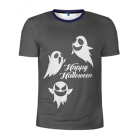 Мужская футболка 3D спортивная с принтом Halloween в Курске, 100% полиэстер с улучшенными характеристиками | приталенный силуэт, круглая горловина, широкие плечи, сужается к линии бедра | Тематика изображения на принте: cat | dark | halloween | вамп | вампир | ведьма | готика | кот | кошка | магия | ночь | тыква | хэллоуин