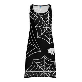 Платье-майка 3D с принтом Halloween в Курске, 100% полиэстер | полуприлегающий силуэт, широкие бретели, круглый вырез горловины, удлиненный подол сзади. | cat | dark | halloween | вамп | вампир | ведьма | готика | кот | кошка | магия | ночь | тыква | хэллоуин