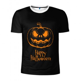 Мужская футболка 3D спортивная с принтом Halloween в Курске, 100% полиэстер с улучшенными характеристиками | приталенный силуэт, круглая горловина, широкие плечи, сужается к линии бедра | Тематика изображения на принте: cat | dark | halloween | вамп | вампир | ведьма | готика | кот | кошка | магия | ночь | тыква | хэллоуин
