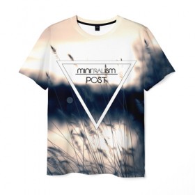 Мужская футболка 3D с принтом MINIMALISM POST#1 в Курске, 100% полиэфир | прямой крой, круглый вырез горловины, длина до линии бедер | minimalism | арт | блики. | другое | лес | минимализм | обои | поле | популярные | природа | туман | черно белое
