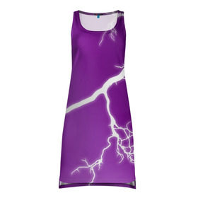 Платье-майка 3D с принтом cs:go - Lightning strike в Курске, 100% полиэстер | полуприлегающий силуэт, широкие бретели, круглый вырез горловины, удлиненный подол сзади. | cs | csgo | lightning strike | го | кс | удар молнии