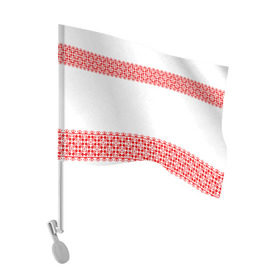 Флаг для автомобиля с принтом Славянский орнамент (на белом) в Курске, 100% полиэстер | Размер: 30*21 см | орнамент | россия | славяне | узор
