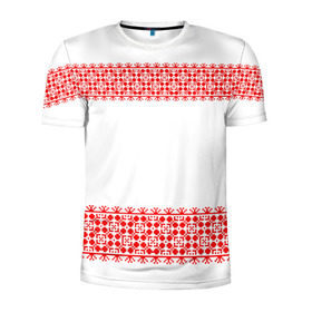 Мужская футболка 3D спортивная с принтом Славянский орнамент (на белом) в Курске, 100% полиэстер с улучшенными характеристиками | приталенный силуэт, круглая горловина, широкие плечи, сужается к линии бедра | орнамент | россия | славяне | узор
