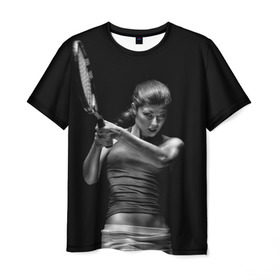 Мужская футболка 3D с принтом Всемирный теннис в Курске, 100% полиэфир | прямой крой, круглый вырез горловины, длина до линии бедер | мяч | новинки | ракетка | спорт | теннис | удар