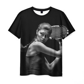 Мужская футболка 3D с принтом Ответный удар в Курске, 100% полиэфир | прямой крой, круглый вырез горловины, длина до линии бедер | мяч | новинки | ракетка | спорт | теннис | удар