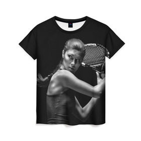 Женская футболка 3D с принтом Ответный удар в Курске, 100% полиэфир ( синтетическое хлопкоподобное полотно) | прямой крой, круглый вырез горловины, длина до линии бедер | мяч | новинки | ракетка | спорт | теннис | удар