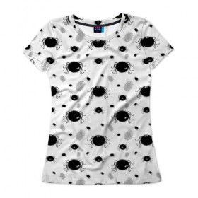 Женская футболка 3D с принтом Паучки в Курске, 100% полиэфир ( синтетическое хлопкоподобное полотно) | прямой крой, круглый вырез горловины, длина до линии бедер | патерн | паук | паутина