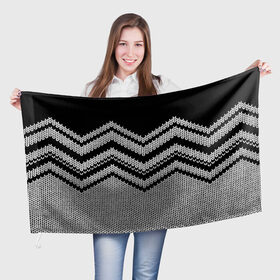 Флаг 3D с принтом Узорная вышивка в Курске, 100% полиэстер | плотность ткани — 95 г/м2, размер — 67 х 109 см. Принт наносится с одной стороны | свитер