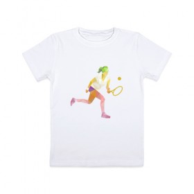 Детская футболка хлопок с принтом Теннис в Курске, 100% хлопок | круглый вырез горловины, полуприлегающий силуэт, длина до линии бедер | 
