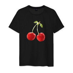 Мужская футболка хлопок с принтом Вишенки в Курске, 100% хлопок | прямой крой, круглый вырез горловины, длина до линии бедер, слегка спущенное плечо. | вишня | отдых | отпуск | тропик | фрукты | ягоды