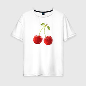 Женская футболка хлопок Oversize с принтом Вишенки в Курске, 100% хлопок | свободный крой, круглый ворот, спущенный рукав, длина до линии бедер
 | вишня | отдых | отпуск | тропик | фрукты | ягоды
