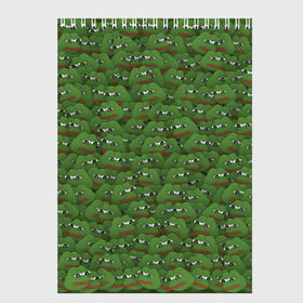 Скетчбук с принтом Грустные лягушки в Курске, 100% бумага
 | 48 листов, плотность листов — 100 г/м2, плотность картонной обложки — 250 г/м2. Листы скреплены сверху удобной пружинной спиралью | frog | mem | sad | мем